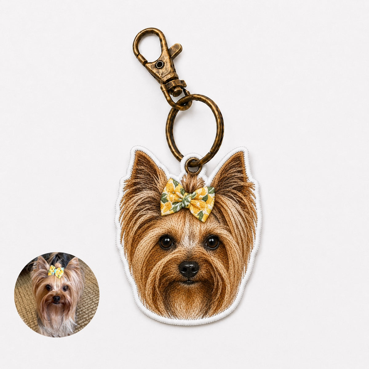 Custom Pet Embroidered Keychain, Dog Face Keychain, Personalized Pet Portrait, Tatami Embroidery Tag, Memorial Gift for Dog Lovers
