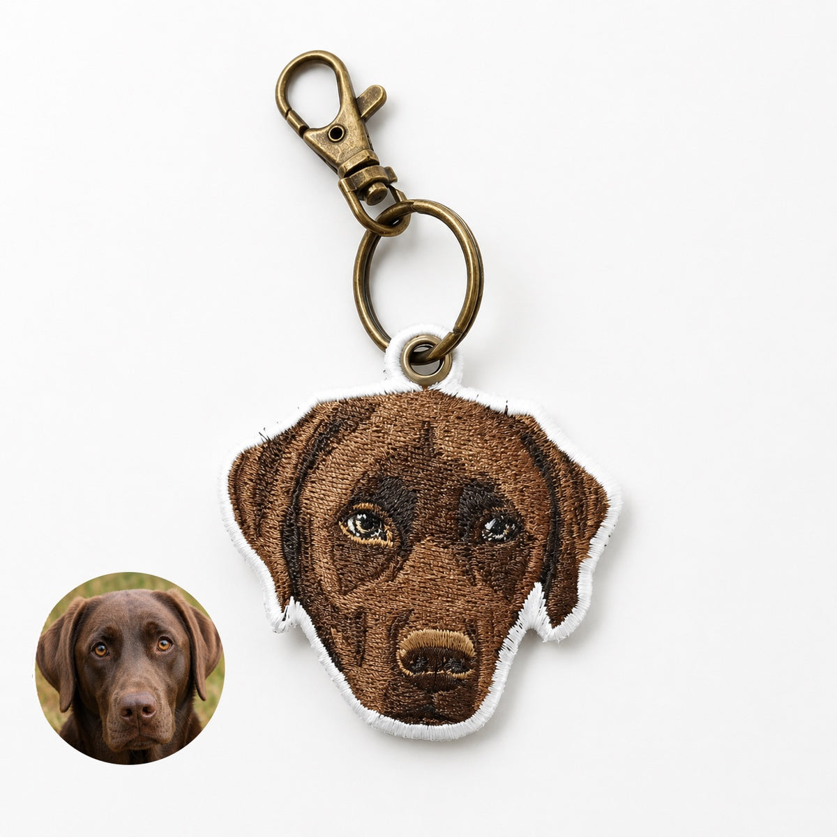 Custom Pet Embroidered Keychain, Dog Face Keychain, Personalized Pet Portrait, Tatami Embroidery Tag, Memorial Gift for Dog Lovers