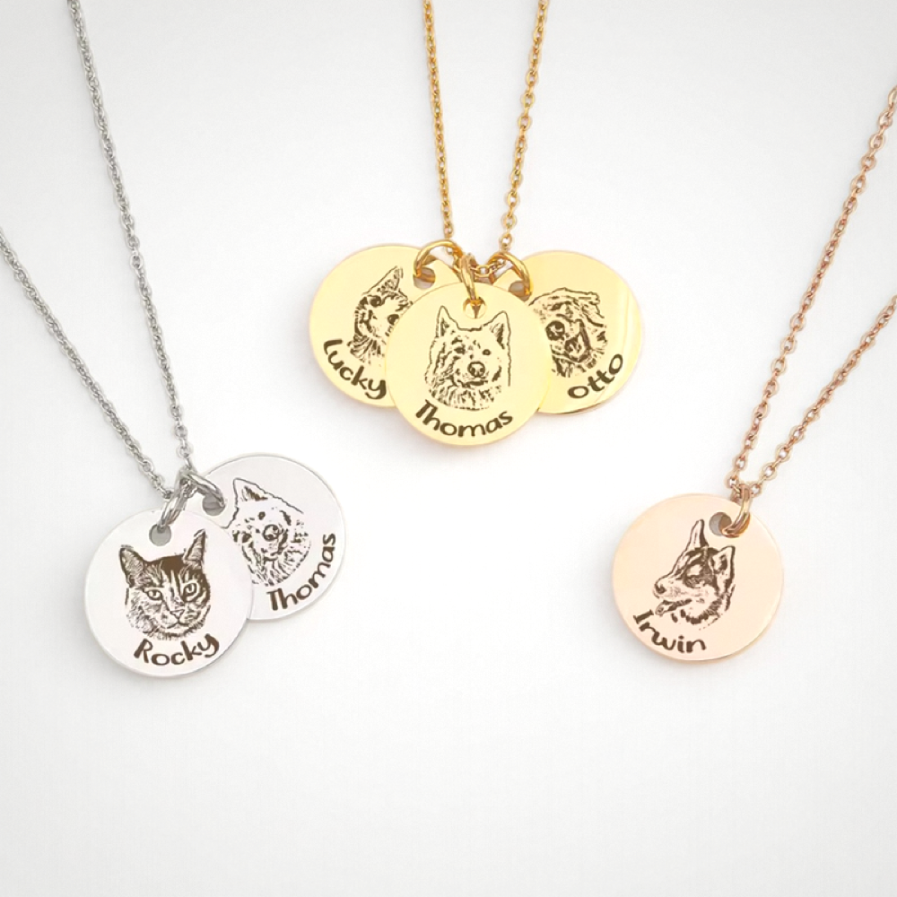 Pet Portrait Name Necklace
