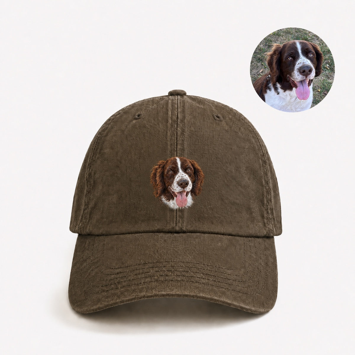 Custom Pet Portrait Embroidered Baseball Cap – Personalized Pet Face Hat with Name