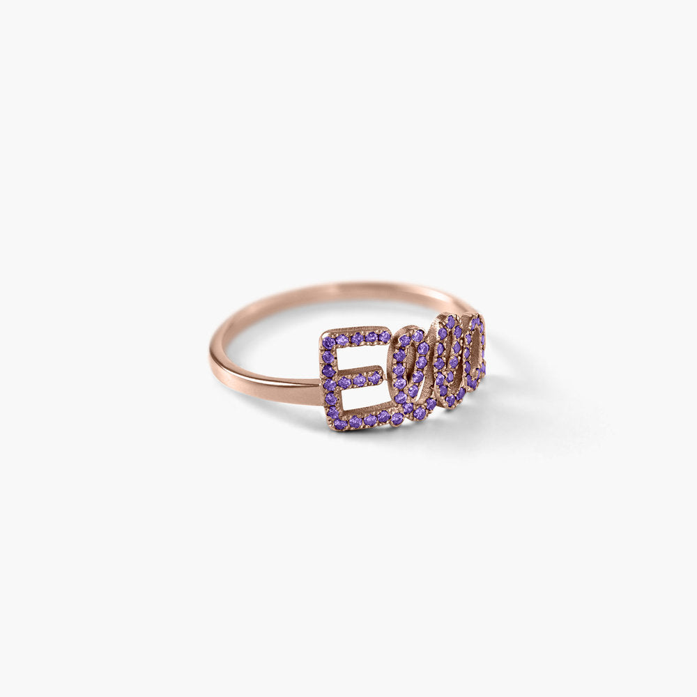 Personalized Full Silver Name Ring with Stone