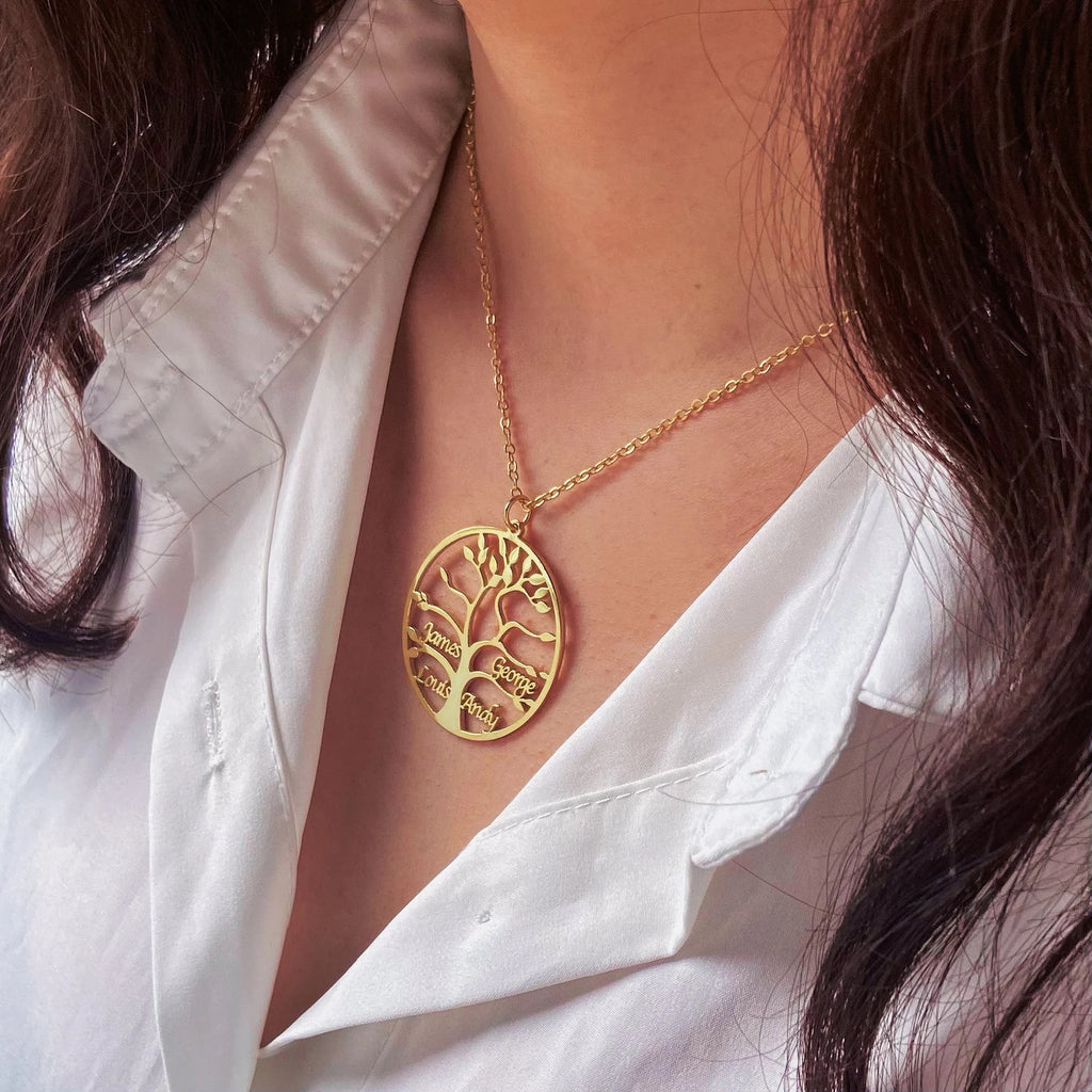 Personalized Engraved Family Tree of Life Necklace