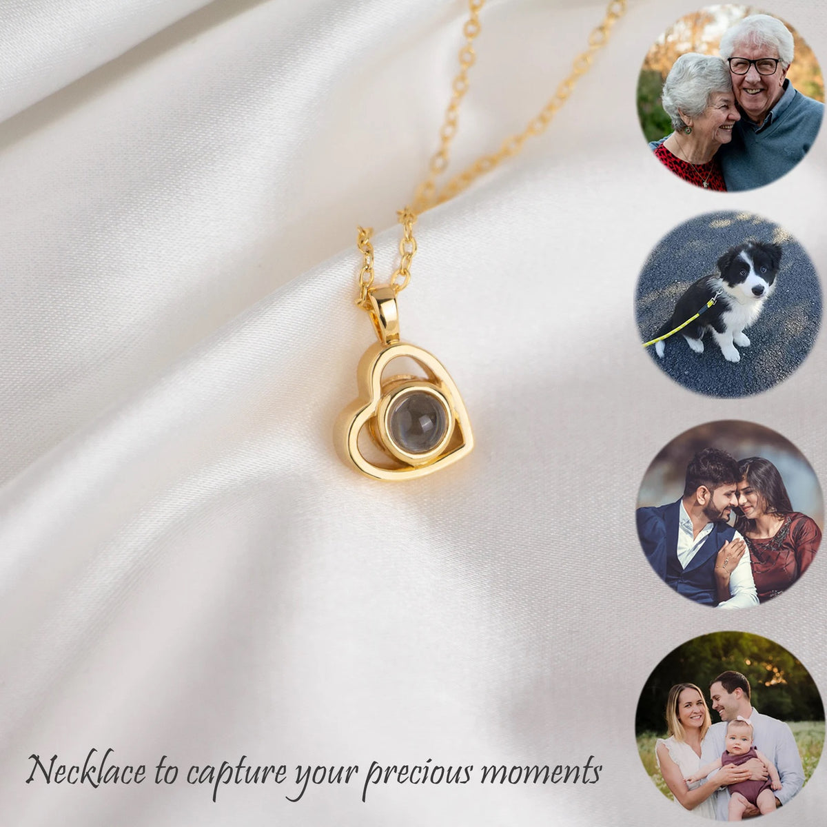 Heart-Shaped Projection Photo Necklace