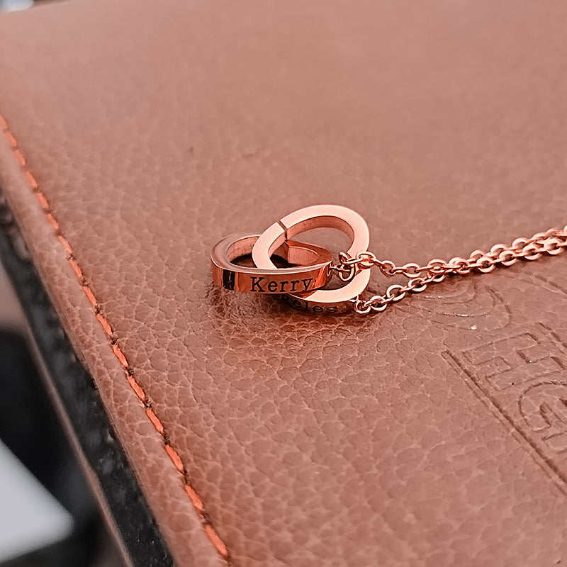 Double Interlocking Hearts Name Necklace